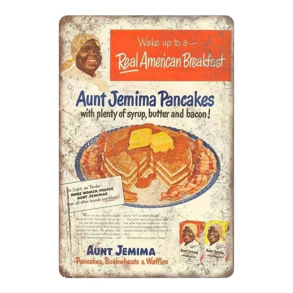 Real American Breakfast Pancake Waffle Syrup Butter‎ Bacon Metal Sign 8x12" - Picture 1 of 2